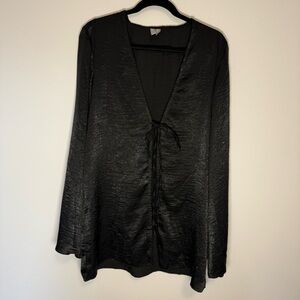 ASOS Black Bell-sleeves Robe Coverup Blouse Size 10